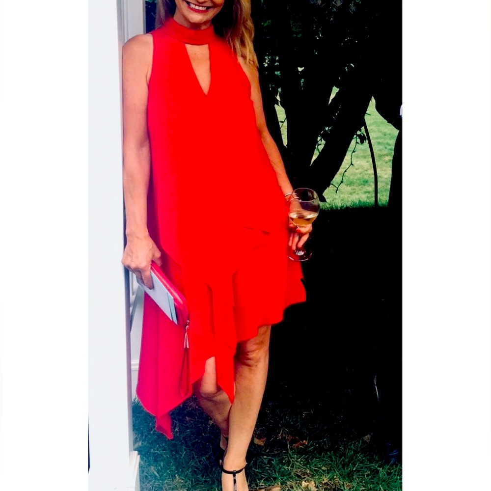 Maggy London Asymmetrical Midi Dress